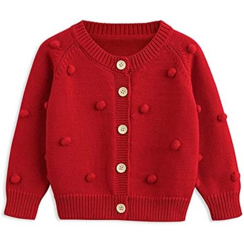 Simplee kids Baby Sweater Cardigan Jacquard Cable-Knit Spring Coat Long Sleeve Cardigan for Baby Girl