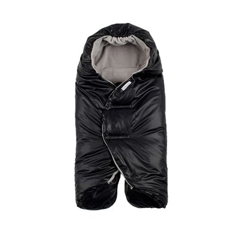 7 A.M. 7AM Baby Car Seat Blanket - Multifunctional Car Seat Cover for Toddlers, Winter Stroller & Swaddle Blanket, Micro-Fleece & Plush Lined Warm Carseat Cover | (Black Quilted, Small 0-6M)
