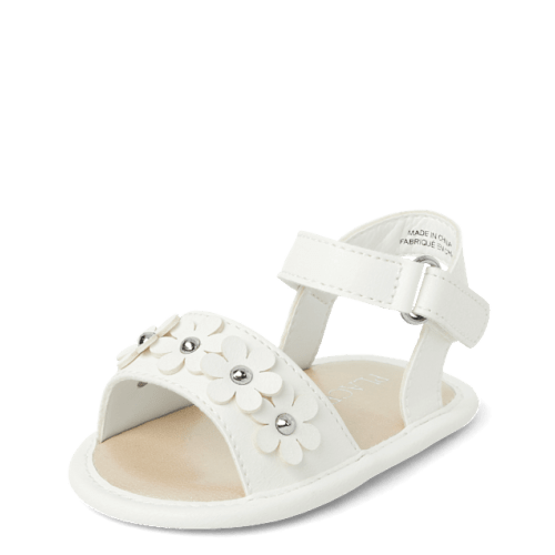 Baby Girls Flower Sandals - White