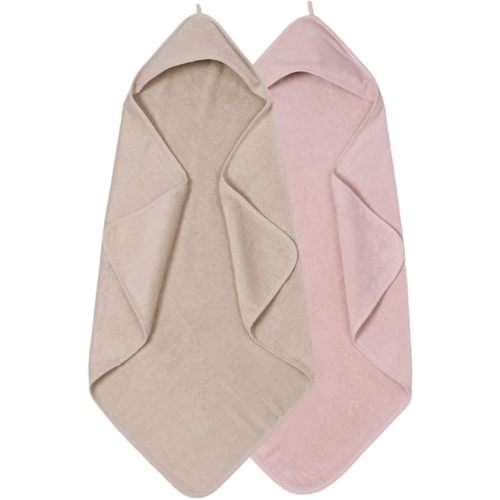 Baby Hooded Towels – Organic Cotton Baby Bath Towels – Baby Towels, Baby Bath Towels for Baby Girl, 32" x 32" Super-Soft and Absorbent Baby Towels for Newborn 2 Pack (Blush/Fog)