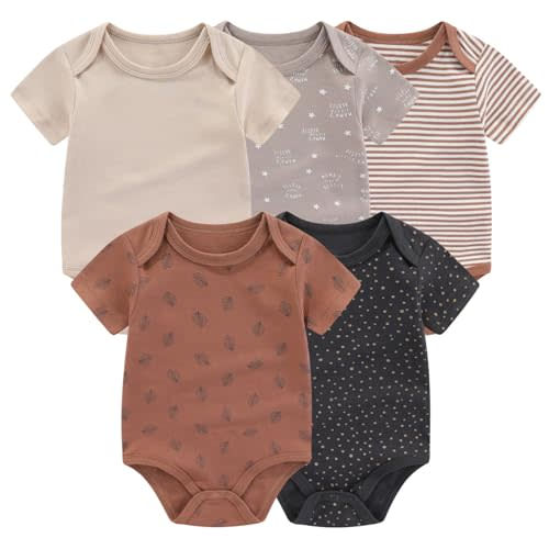 JELYLOVE Fashion Unisex baby Boy Girl Bodysuits 5-Pack Casual Cotton Soft Infants Outfit New born Clothes