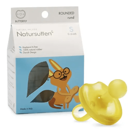Natursutten Pacifiers 0-6 Months - 1-Pack Butterfly Shield Round Nipple Natural Rubber Safe & Soft BPA-Free Pacifiers for Breastfeeding Babies - Newborn Pacifiers Made in Italy