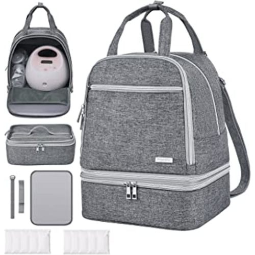 DERJUNSTAR Spectra Pump Bag, Breast Pump Backpack, Mini Pumping Bags with Pockets for Working Mom, Compatible with Spectra S1, S2, Grey
