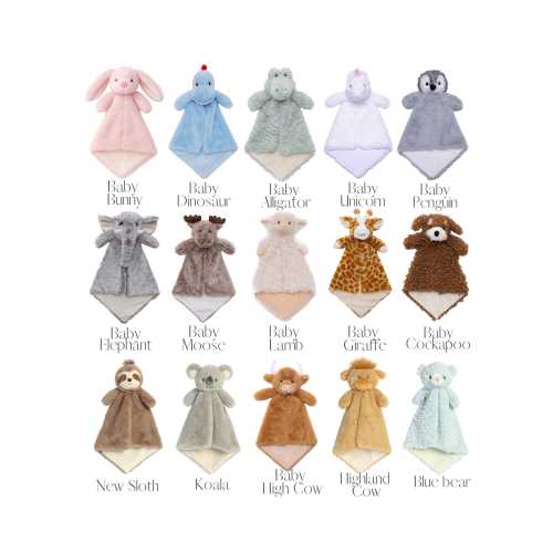 Personalized Animal Lovey, Embroidered Baby Security Blanket
