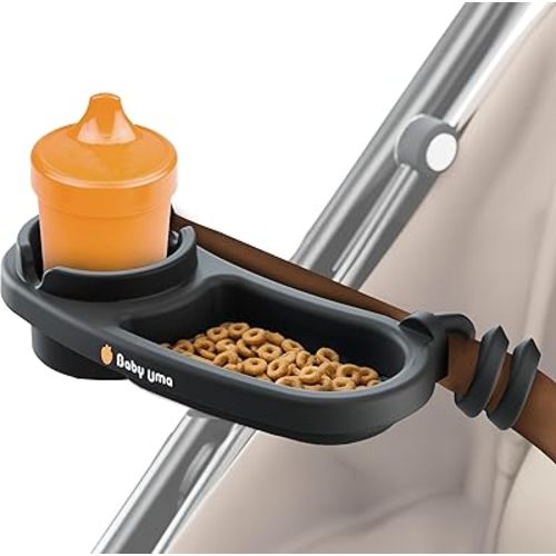 Baby Uma Universal Stroller Snack Tray with Stroller Cup Holder - BPA-Free & Non-Slip Universal Snack Tray for Stroller, Tight-Grip Stroller Attachment, Stroller Accessories