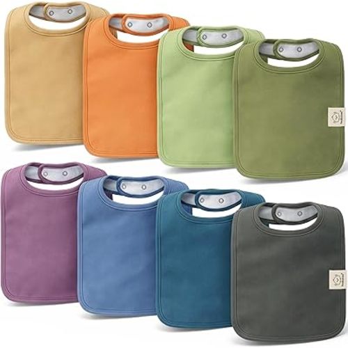 KeaBabies 8-Pack Organic Baby Bibs for Boys, Girls - Super Absorbent Cotton Drool Bibs for Baby Girl & Boy, Teething Toddler, Drooling Newborn, Ultra Soft & Machine Washable (Cruise)