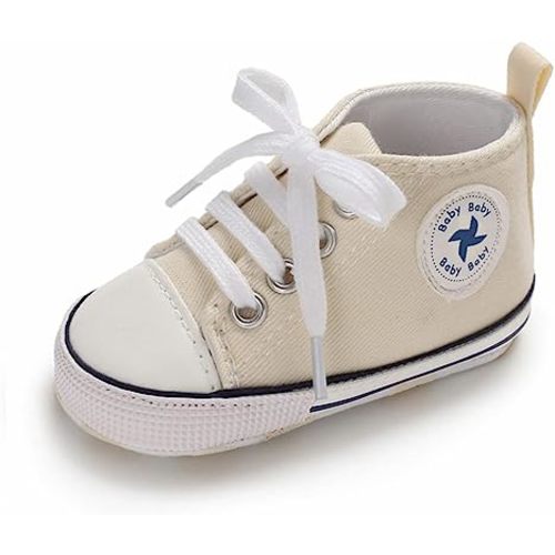 Unisex Baby Girls Boys Shoes Infant Soft Sole Canvas Newborn First Walkers High Top Anti-Slip Sneakers