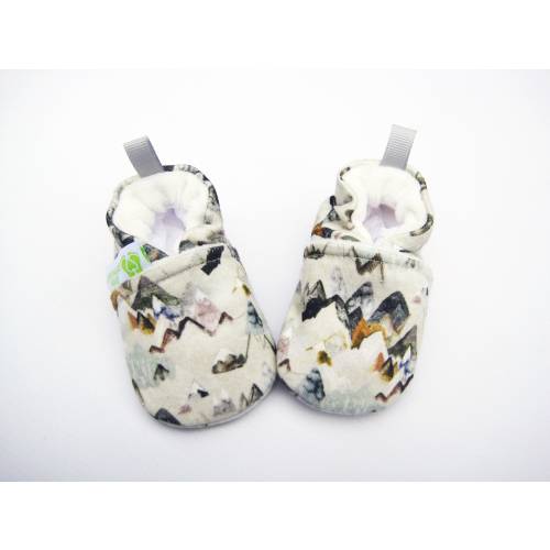 Organic Knits Call of the Mountains in Ochre / All Fabric Soft Sole Baby Shoes / Made to Order / Babies