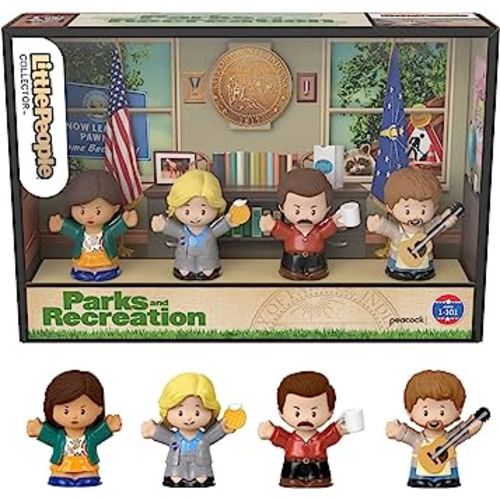 Little People Collector Parks and Recreation Special Edition Set in Display Gift Box for Adults & Fans, 4 Figures