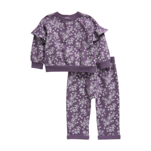 Ruffle Trim Sweatshirt & Sweatpants Set