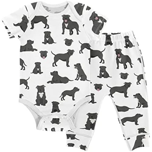 vvfelixl Baby Pants Sets Cute Dogs Puppy Short Sleeve Baby Clothes For Boys Girls 0-24 Months