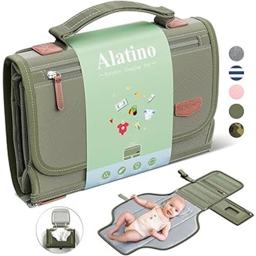 Portable Diaper Changing Pad for Baby, Detachable Travel Changing Pad with Baby Wipes Pocket, Gifts for Baby Shower, Newborn Girls and Boys (Army Green)