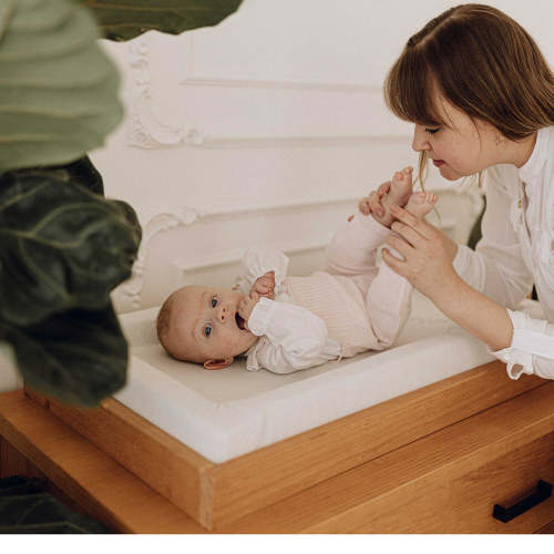 Retro Changing Tray in Hazelnut Solid Wood | Simply Nursery
