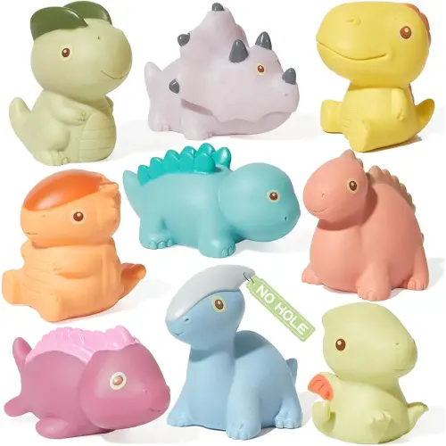 Mold Free Bath Toys for Babies 6-12 Months 9 Pack No Holes Dinosaur Bath Toy Safe and Non Toxic Floating Pool Bathtub Toys