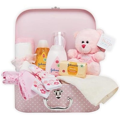 Baby Box Shop Baby Shower Gifts for Girl, Newborn Essentials in a Pink Baby Girl Hamper for New Born