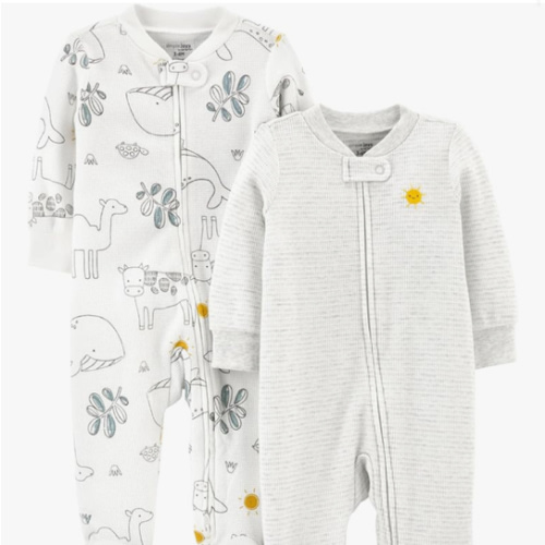 Simple Joys by Carter's unisex-baby 2-way Zip Thermal Footed Sleep and Play, Pack of 2