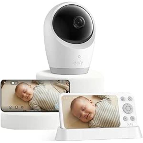 eufy Security Baby Monitor, Hybrid Wi-Fi and No Wi-Fi Connection, 24/7 Recording in app, Pan-Tilt, Portable Camera with Built-in Battery, ANR