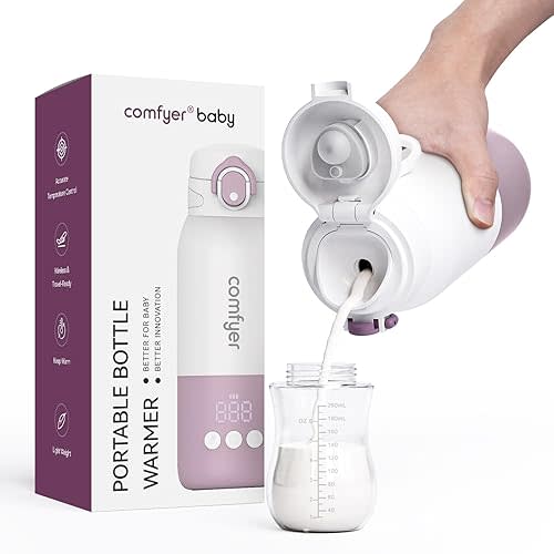 Portable Milk Warmer for Travel, Portable Bottle Warmer with Fast Heating & Long Battery Life, Instant Breast Milk, Formula or Water Warmer with 12 Ounces Big Capacity, Baby Flask for Vehicle