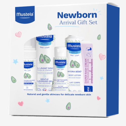 Mustela Newborn Arrival Gift Set - Baby Skincare & Bath Time Essentials - Natural & Plant Based - 5 Items Set