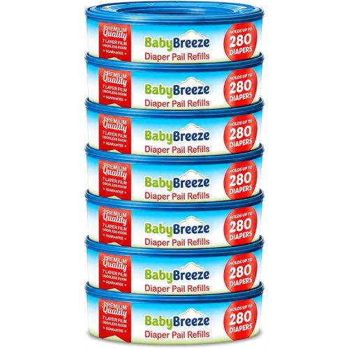 Diaper Pail Refill Bags Compatible with Playtex Diaper Genie- 1960 Count (7 Sets of 1 Pack) – by BabyBreeze