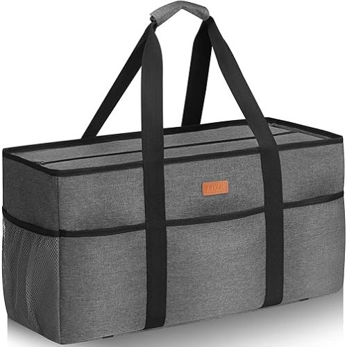LHZK Standing Extra Large Utility Tote Bag with Metal Wire Frame and the Sides Rinforced, Foldable Grocery Tote Bag Beach Bag