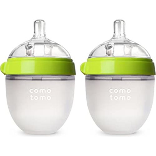 Comotomo Baby Bottle, Green, 5 Ounce (2 Count)