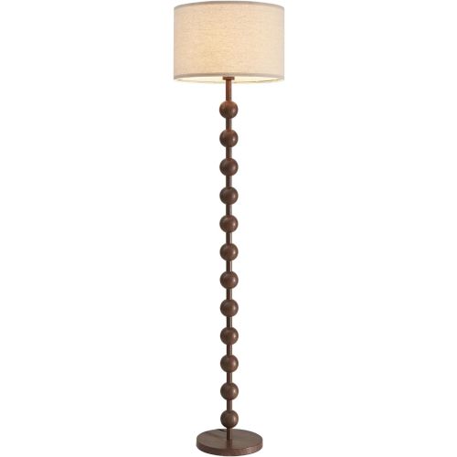 Modern Dimmable Floor Lamp for Living Room Bedroom with Remote Control, Red Wood Pattern Tall Standing Lamp Light with Fabric Shade for Home Office Dining Room LED E26 Bulb Included