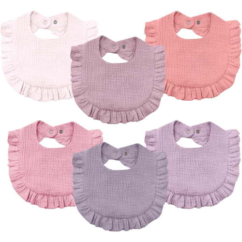 Baby Muslin Bibs,6 Pcs Drool Bandana Bibs for Baby Girl Drooling and Teething,Soft and Absorbent Cotton for Newborn