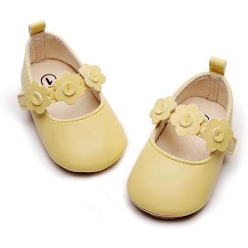 HONGTEYA Infant Baby Girls Mary Jane Flats Non Slip for Toddler First Walkers Soft Sole PU Leather Crib Shoes Sneaker Wedding Party Christmas Princess Dress Shoes Baby Moccasins Girls