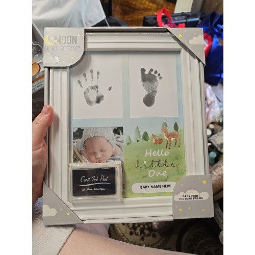 Moon & Stars Baby Print Picture Frame (Walgreens) New Sealed Ink Pad Included