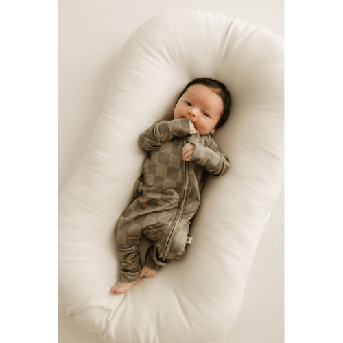 Faded Brown Checkerboard | Bamboo Zip Pajamas