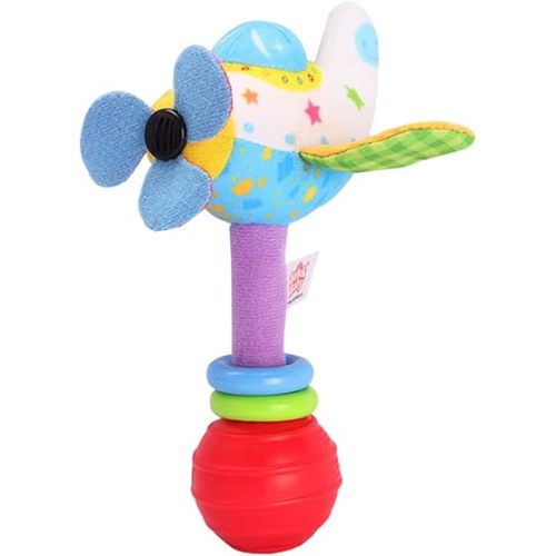 Baby Rattle Toy for Newborns, Cartoon Airplane Handbell Plush Toy, Educational Infant Hand Rattle for Early Development and Parent-Child Interaction