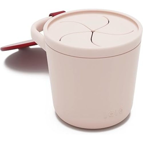 Lalo Snack Cup - Mess-Free Silicone Snack Cups for Toddlers & Babies with Detachable Lid, BPA-Free Baby Snack Containers, Fits Most Stroller & Car Seat Cup Holders, Dishwasher Safe, Berry & Cream