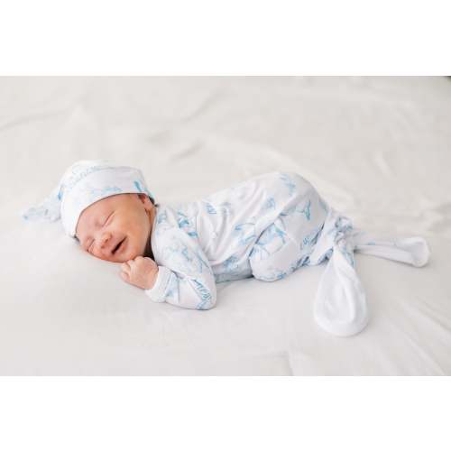 Western Toile Personalized Baby Gown for Boys