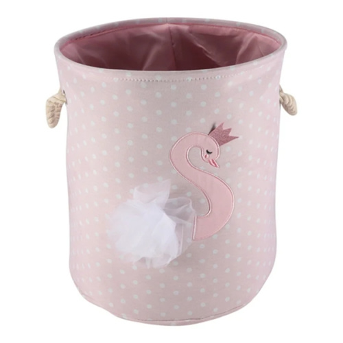 Dirty Laundry Basket Pink Swan Organizer Basket Drawstring Storage Baskets for Toys Books D35XH40cm Swan Pattern