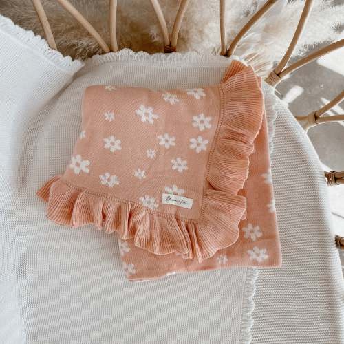 Heirloom Poppy Frill Knit Blanket - Posy