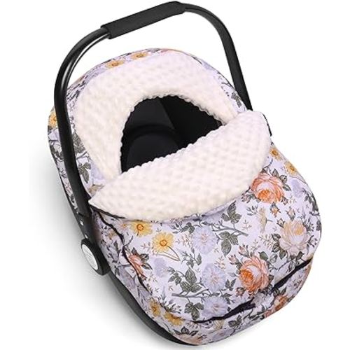 Metplus Winter Baby Car Seat Cover, Blanket-Style Winter Car Seat Canopy for Babies, Warm Plush Fleece Baby Carrier Cover for Infant Boys Girls