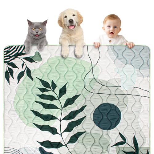 Beavtaens Baby Play Mat, 50x50 Playpen Mat, Thick Soft Foam Playmats for Baby, Foldable and Washable Baby Crawling Mat for Floor(Green Leaf)