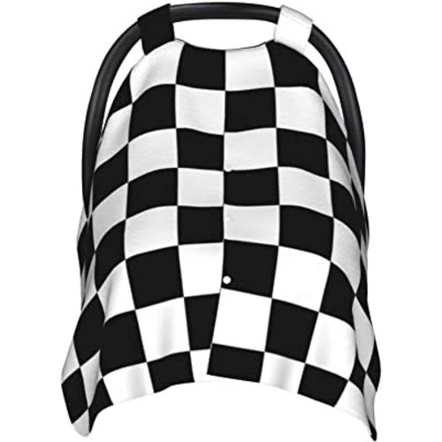 Baby Car Seat Cover Black and White Checkered Winter Carseat Canopies Cover Soft Breathable Infant Carseat Canopy for Infant Boys Girls#