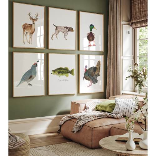 Fishing Hunting Wall Art, Mallard Duck Nursery Wall Art , Hunting Nursery Decor, Duck Nursery Art, German Short haired Pointer, Fishing Art