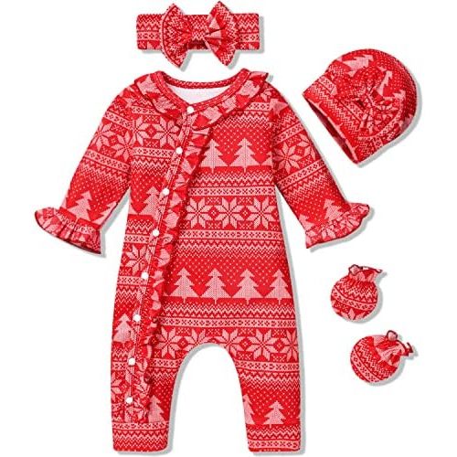 Aalizzwell Baby Girls Romper Outfit Fall Winter Clothes with Accessories