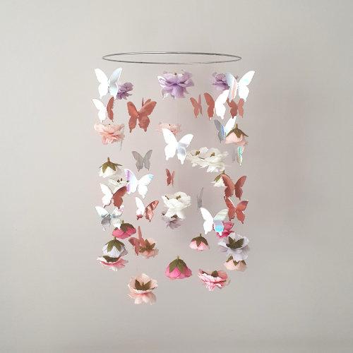 Baby Mobile Girl, Butterfly Mobile, Mobile Baby, Crib Mobile Girl, Butterfly Mobile Nursery, Flower Mobile, Floral Mobile, Butterfly Crib