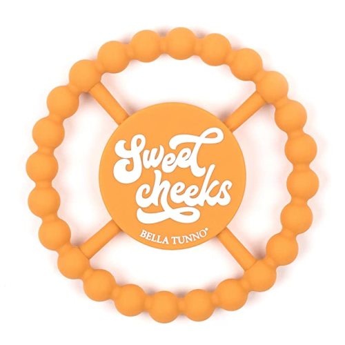 Bella Tunno Happy Teether - Soft & Easy Grip Teething Ring Perfect for Babies and Teething Toys to Help Soothe Gums, Non-Toxic, BPA Free Silicone Teether, Sweet Cheeks - I Laugh at Dad Jokes