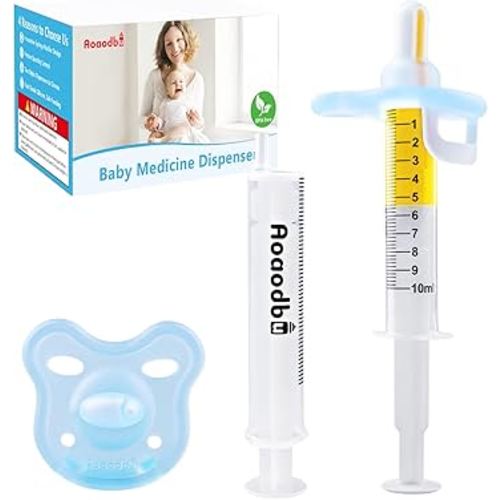 Baby Medicine Dispenser, Baby Medicine Syringe, 0 months and up Baby Pacifiers, 100% Silicone Pacifiers, BPA-Free (Blue)