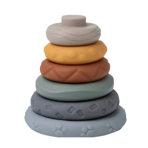 Soft Rainbow Stacking Rings – 6pc Sensory Learning Toy – Bambini