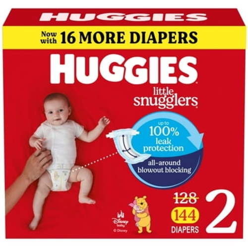 Huggies Little Snugglers Baby Diapers, Size 2 (12-18 lbs), 144 Ct (Select for More)