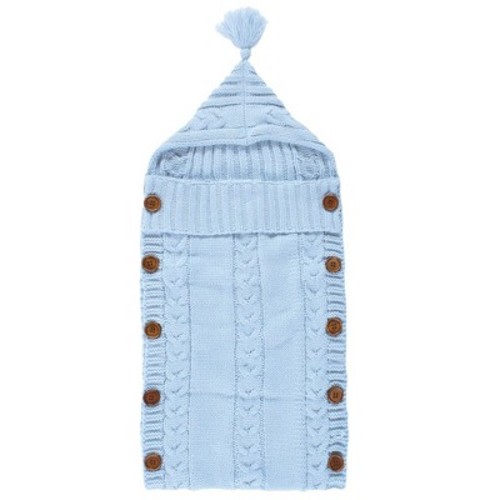 Hudson Baby Infant Boy Knitted Baby Lounge Stroller Wrap Sack, Light Blue, One Size