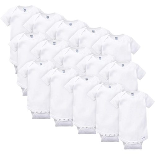 5-pack or 15 Multi Size Organic Short Sleeve Onesies Bodysuits