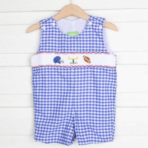 Touchdown Smocked Blue Gingham Jon Jon