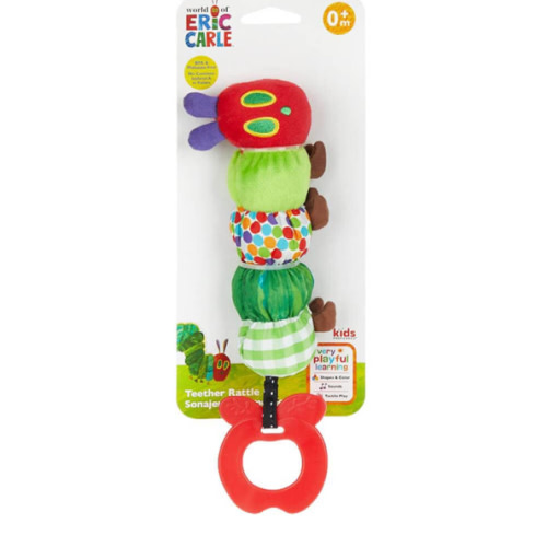 Teether Rattle, World of Eric Carle The Very Hungry Caterpillar Teething Toy for Babies, Multi